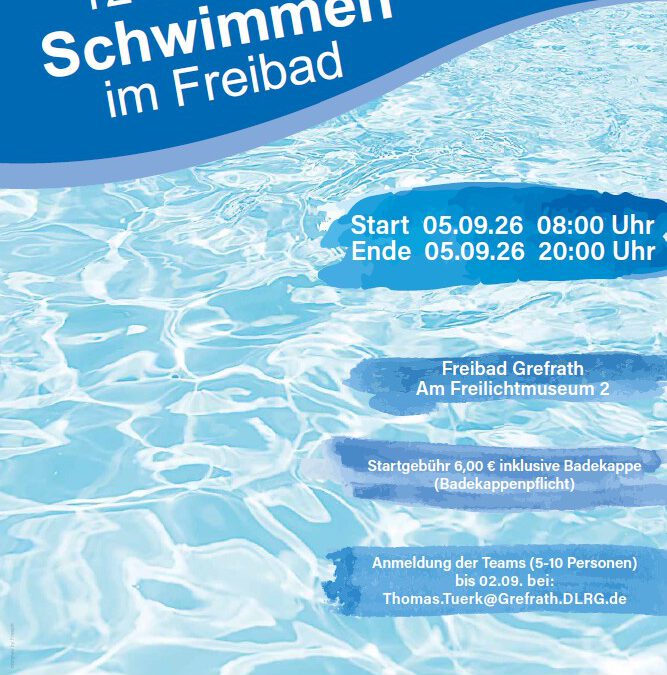 Die DLRG-Ortsgruppe Grefrath e.V. lädt ein zum ersten 12-Stunden-Schwimmen für Jedermann